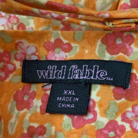 Wild Fable Womens Sundress Size XXL Bodycon Orange Floral Spaghetti Straps - Picture 11 of 12
